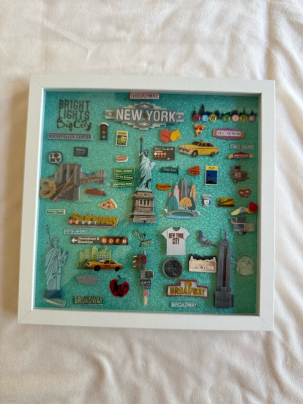 New York City Shadow Box Wall Art | NYC Travel Souvenir Frame | 33 x 33 cm